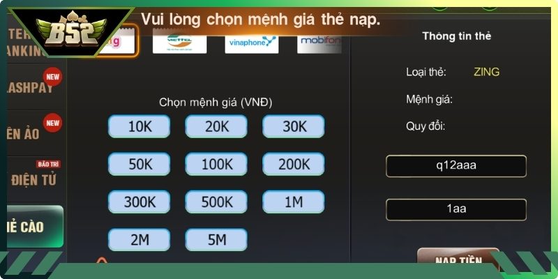 Lỗi giao dịch khi thao tác